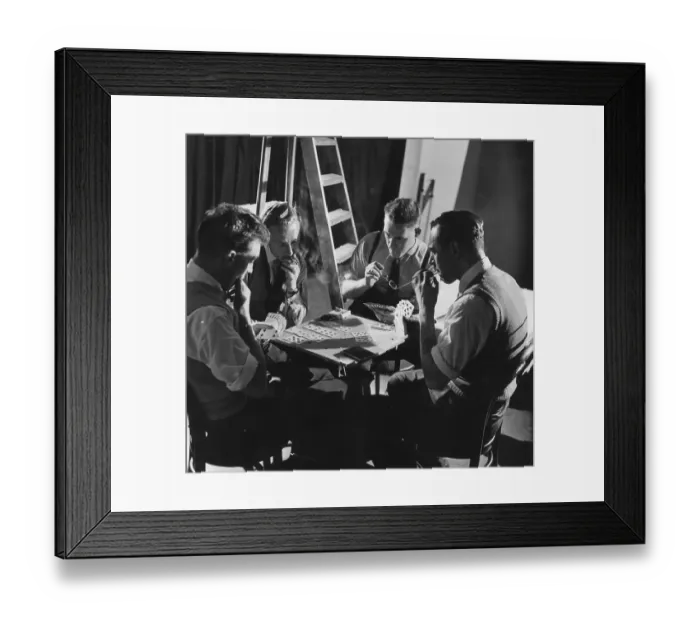 Framed Print : Card Game. 13th June 1956: Four men playing a game of bridge Framed Print : Card Game. 13th June 1956: Four men playing a game of bridge