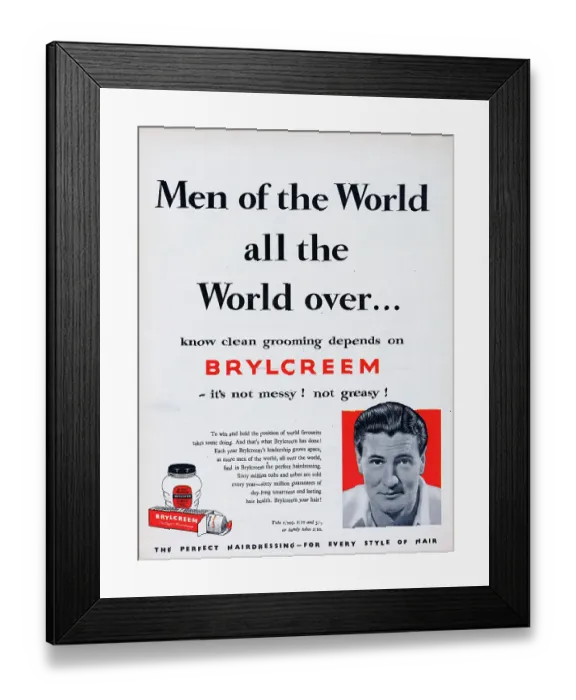 Framed Print : Brylcreem. 1956: Advertisement for Brylcreem hair cream with the caption
