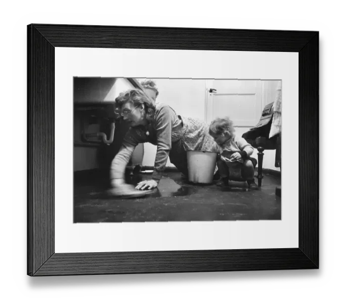 Framed Print : Scrubbing. 10th March 1956: Housewife Annie Driver of Hunstanton Framed Print : Scrubbing. 10th March 1956: Housewife Annie Driver of Hunstanton