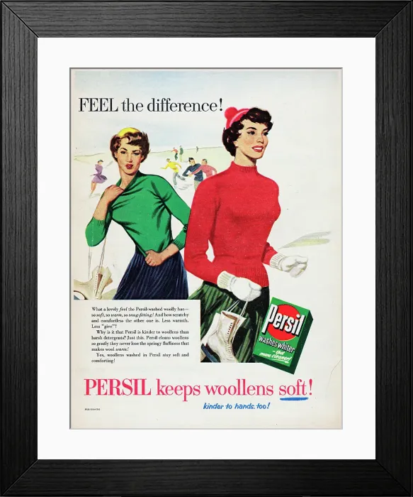 Framed Print : Persil. 1956: Advertisement for Persil laundry powder with the caption FEEL the difference Framed Print : Persil. 1956: Advertisement for Persil laundry powder with the caption FEEL the difference