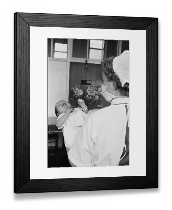 Framed Print : Newborn with Midwife Framed Print : Newborn with Midwife