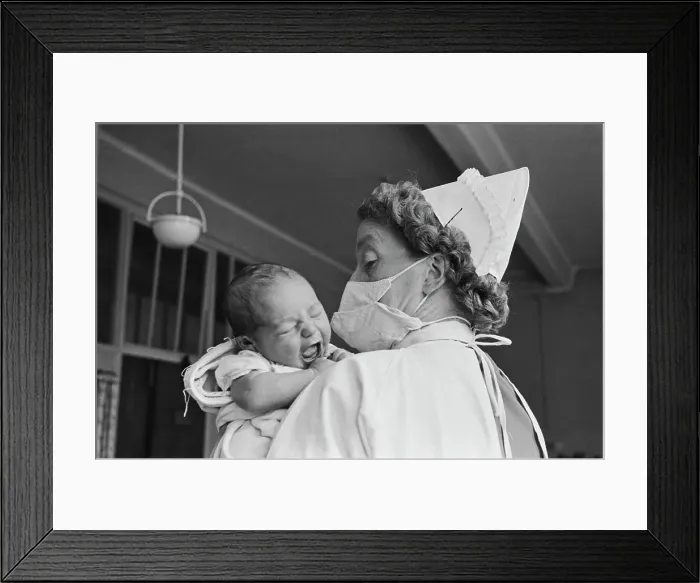 Framed Print : Newborn with Midwife Framed Print : Newborn with Midwife