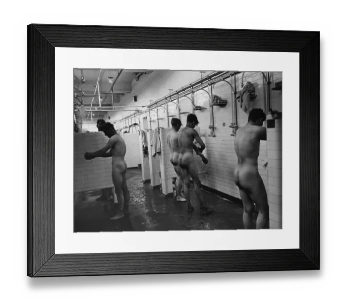 Framed Print : Communal Showers Framed Print : Communal Showers