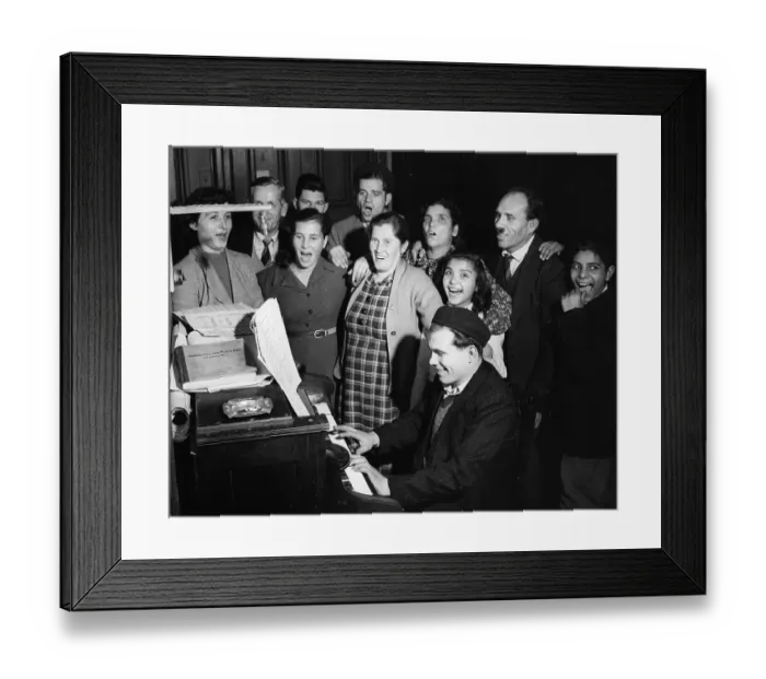 Framed Print : Sing Song. A group of Hungarian refugees singing round the piano at Donington Hall Hostel Framed Print : Sing Song. A group of Hungarian refugees singing round the piano at Donington Hall Hostel