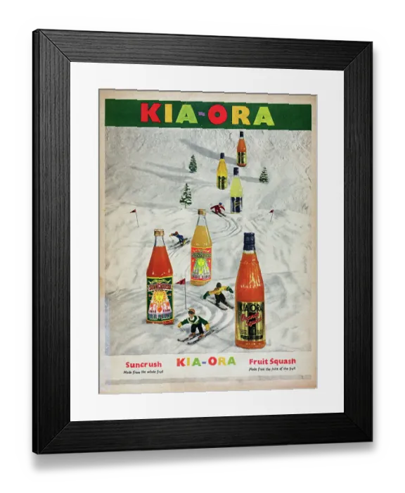 Framed Print : Kia-Ora. 1955: Advertisement for Kia-Ora Suncrush Framed Print : Kia-Ora. 1955: Advertisement for Kia-Ora Suncrush