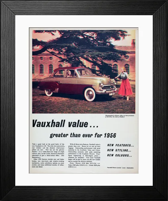 Framed Print : Vauxhall. 1955: A three dimensional advertisement for the Vauxhall Cresta Framed Print : Vauxhall. 1955: A three dimensional advertisement for the Vauxhall Cresta