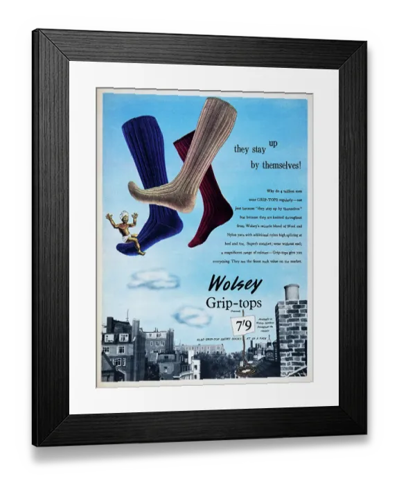 Framed Print : Wolsey Grip-tops Framed Print : Wolsey Grip-tops