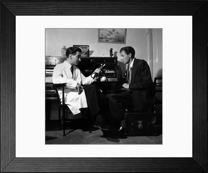 Framed Print : Diagnosis. 10th September 1955: A mock advertisement for terylene shirts Framed Print : Diagnosis. 10th September 1955: A mock advertisement for terylene shirts