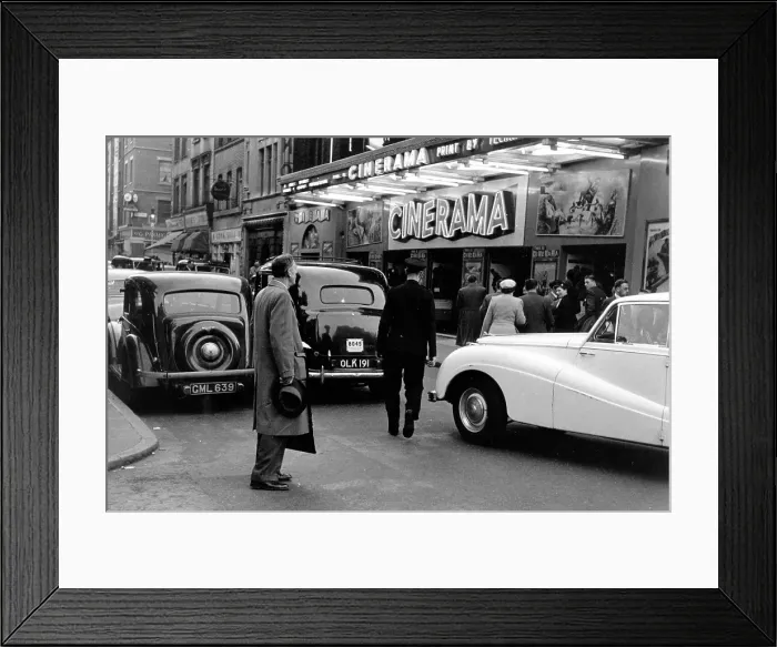 Framed Print : Cinerama. 16th July 1955: The Cinerama cinema in Soho, London Framed Print : Cinerama. 16th July 1955: The Cinerama cinema in Soho, London