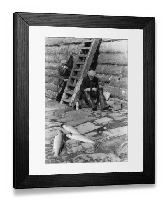 Framed Print : Tea-Break. Two salmon fishermen in Berwick take a tea-break by the sea wall Framed Print : Tea-Break. Two salmon fishermen in Berwick take a tea-break by the sea wall