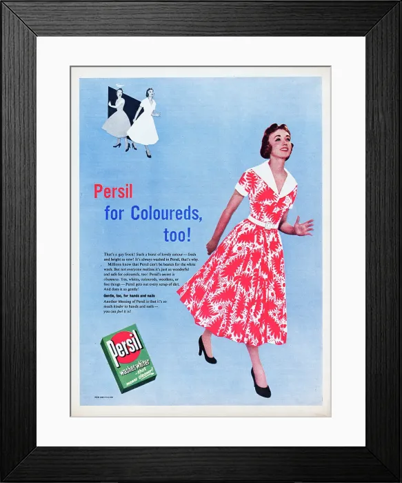 Framed Print : Persil. 1955: Advertisement for Persil washing powder with the caption Persil Framed Print : Persil. 1955: Advertisement for Persil washing powder with the caption Persil