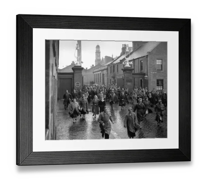 Framed Print : Home Time. Workers leaving the Camperdown Mills in Dundee Framed Print : Home Time. Workers leaving the Camperdown Mills in Dundee