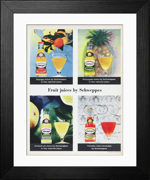 Framed Print : Fruit Juices By Schweppes Framed Print : Fruit Juices By Schweppes