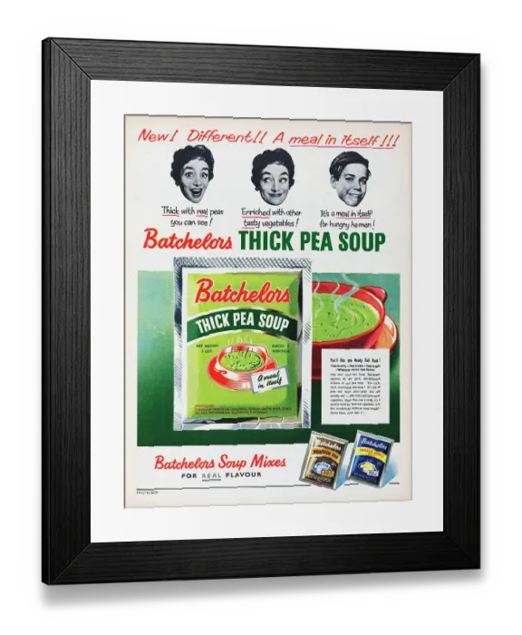 Framed Print : Batchelors Thick Pea Soup Framed Print : Batchelors Thick Pea Soup