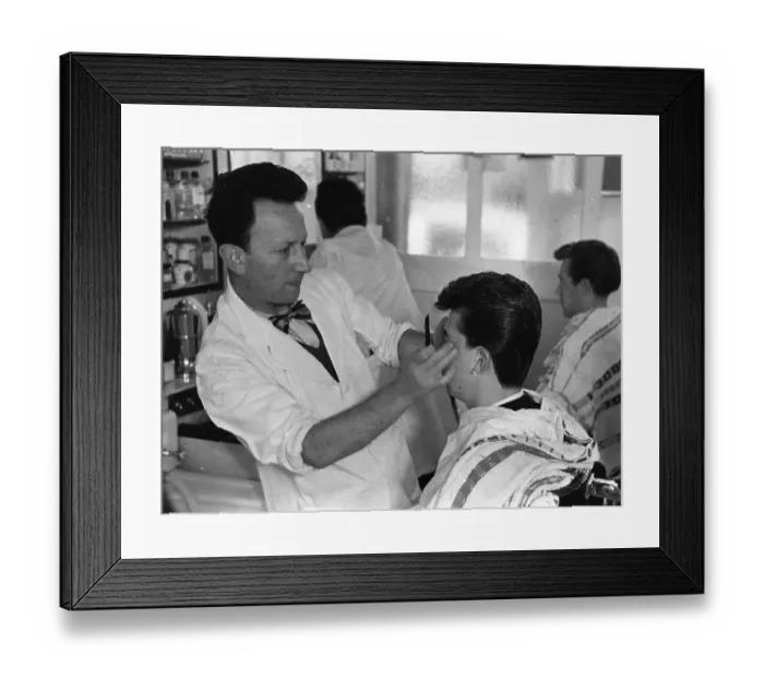 Framed Print : Cult Cut. Mr Rose, the hairdresser who claimed to have cut the first quiff Framed Print : Cult Cut. Mr Rose, the hairdresser who claimed to have cut the first quiff