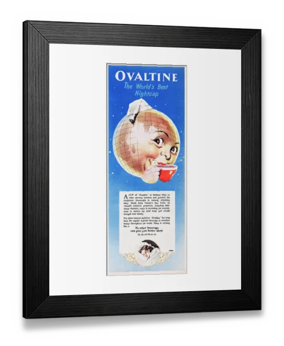 Framed Print : Ovaltine. 1954: Advertisement for Ovaltine with the caption The World's Best Nightcap' Framed Print : Ovaltine. 1954: Advertisement for Ovaltine with the caption The World's Best Nightcap'