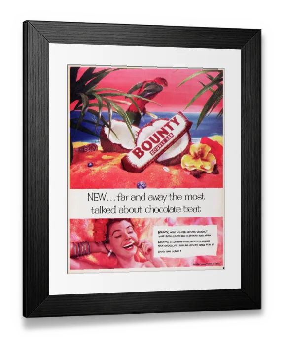 Framed Print : Bounty. 1954: Advertisement for Bounty with the caption NEW...far Framed Print : Bounty. 1954: Advertisement for Bounty with the caption NEW...far
