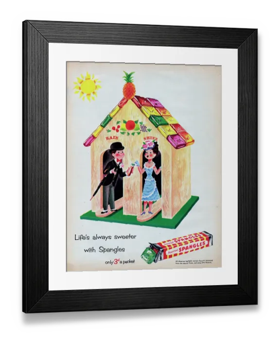Framed Print : Spangles. 1954: Advertisement for Spangles sweets with the caption Life's Framed Print : Spangles. 1954: Advertisement for Spangles sweets with the caption Life's