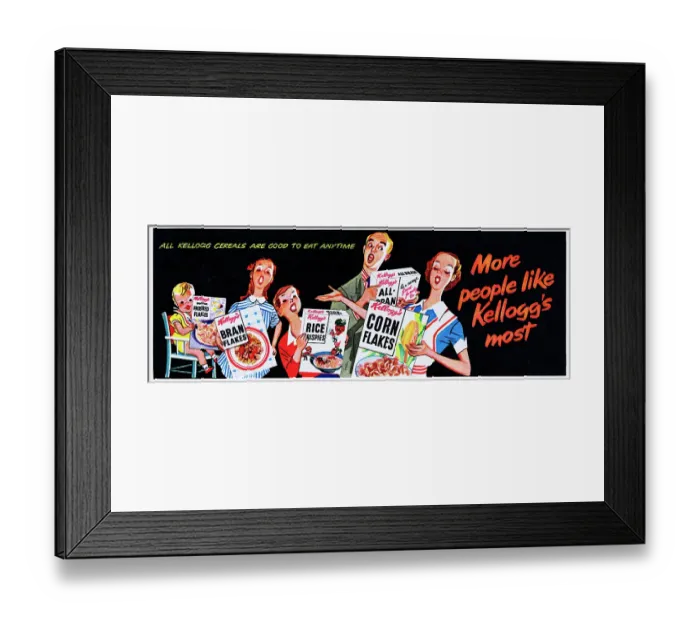 Framed Print : Kellogg's. 1954: Advertisement for Kellogg's breakfast cereals with the Framed Print : Kellogg's. 1954: Advertisement for Kellogg's breakfast cereals with the