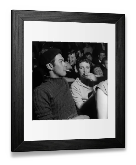 Framed Print : Jazz Club. 10th July 1954: Young jazz fans in the basement at Cy Laurie's jazz club Framed Print : Jazz Club. 10th July 1954: Young jazz fans in the basement at Cy Laurie's jazz club