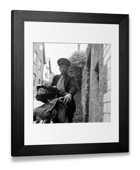 Framed Print : Village Postie Framed Print : Village Postie