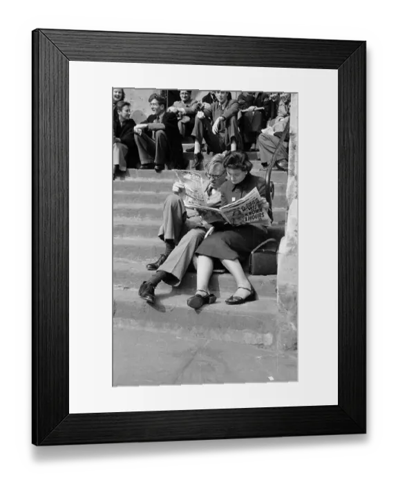 Framed Print : Reading On The Steps Framed Print : Reading On The Steps