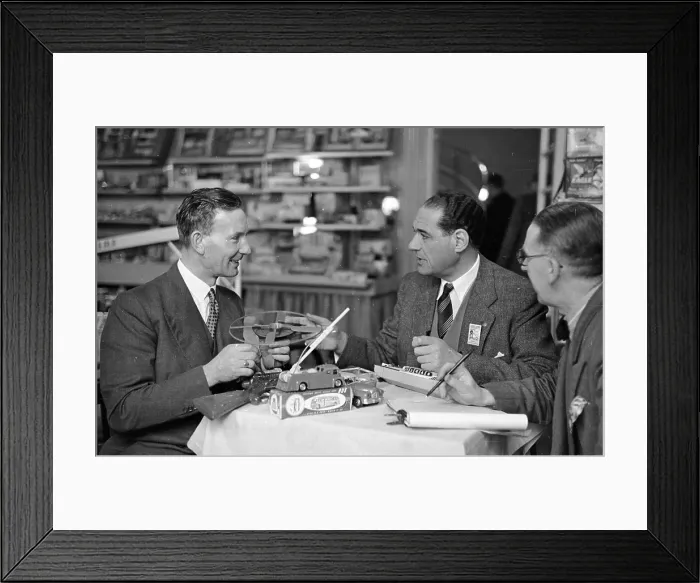 Framed Print : Toy Cars. 10th April 1954: Buyers at the Toy Manufacturers Fair at Brighton Framed Print : Toy Cars. 10th April 1954: Buyers at the Toy Manufacturers Fair at Brighton