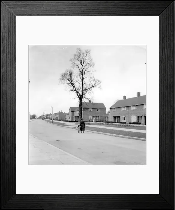 Framed Print : New Town. 27th March 1954: A couple of mothers with their children can
