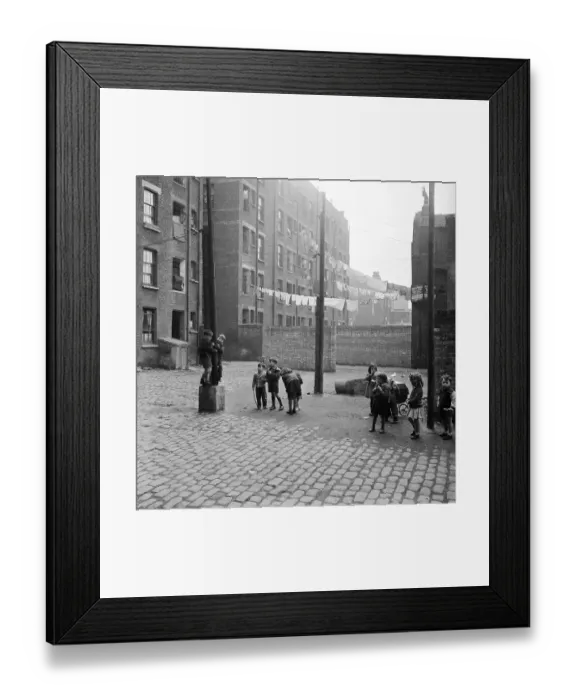 Framed Print : New Flats. 27th March 1954: A group of children playing in a LCC Framed Print : New Flats. 27th March 1954: A group of children playing in a LCC