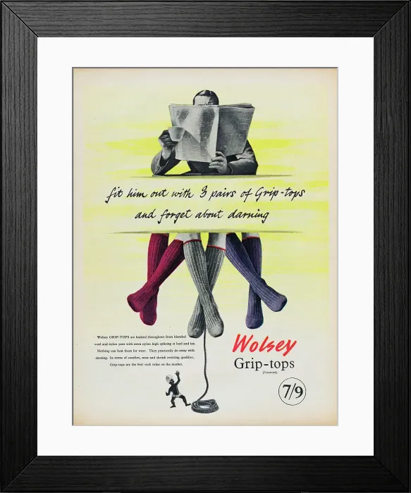 Framed Print : Wolsey Grip-tops Socks Framed Print : Wolsey Grip-tops Socks