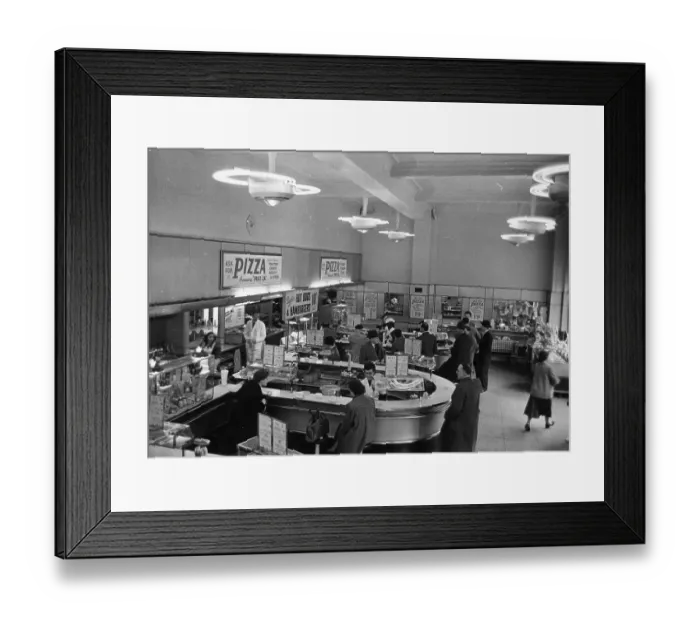 Framed Print : Snack Bar. 1954: A London snack bar. Original Publication Framed Print : Snack Bar. 1954: A London snack bar. Original Publication