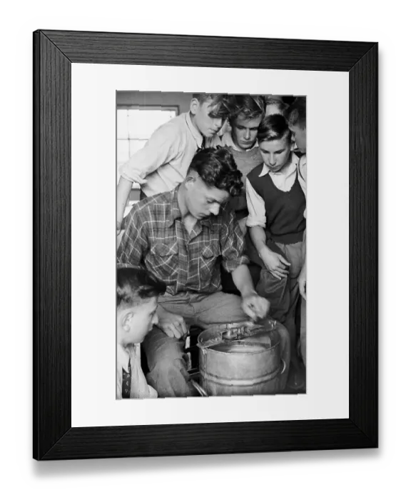Framed Print : Juicing. 21st March 1953: Using a press for fruit grown under the auspices Framed Print : Juicing. 21st March 1953: Using a press for fruit grown under the auspices