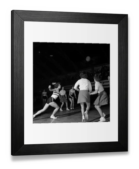 Framed Print : Net Dash. 7th March 1953: Netball player Sheila Lerwill Framed Print : Net Dash. 7th March 1953: Netball player Sheila Lerwill