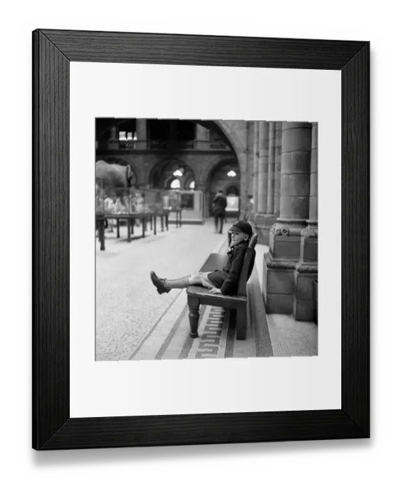Framed Print : Big Bench Small Boy Framed Print : Big Bench Small Boy
