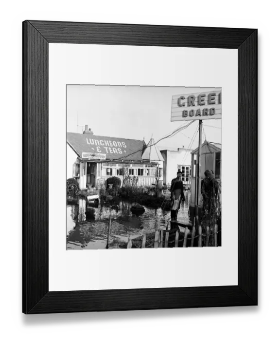 Framed Print : Floodwater At Cafe Framed Print : Floodwater At Cafe