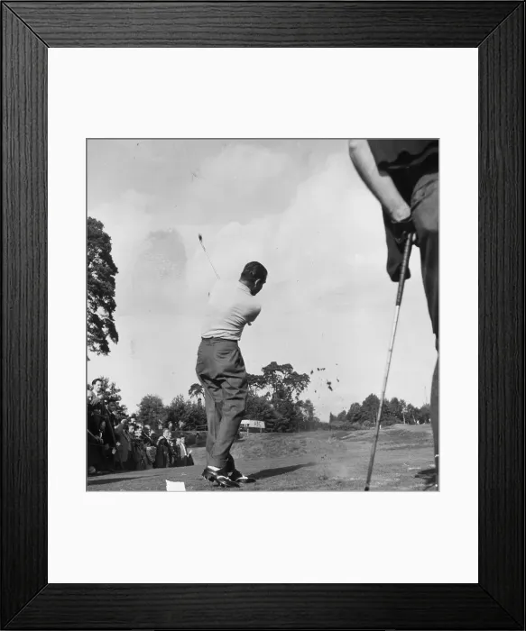 Framed Print : Ryder Cup. 1953: A golfer hits a ball towards the green during the Ryder Cup Framed Print : Ryder Cup. 1953: A golfer hits a ball towards the green during the Ryder Cup