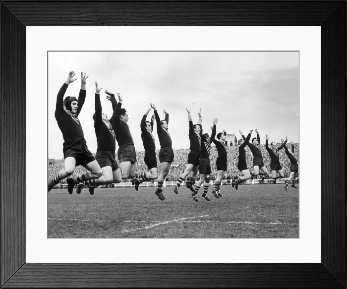 Framed Print : War Dance. 18th October 1952: The Australian Rugby League Team doing their Framed Print : War Dance. 18th October 1952: The Australian Rugby League Team doing their