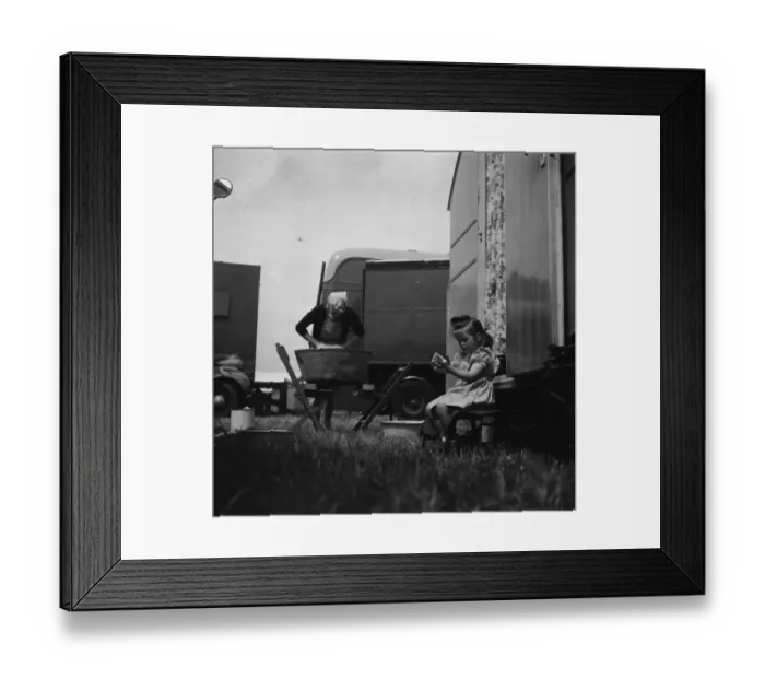 Framed Print : Wash Day. 2nd August 1952: Members of the circus take time out for domestic Framed Print : Wash Day. 2nd August 1952: Members of the circus take time out for domestic