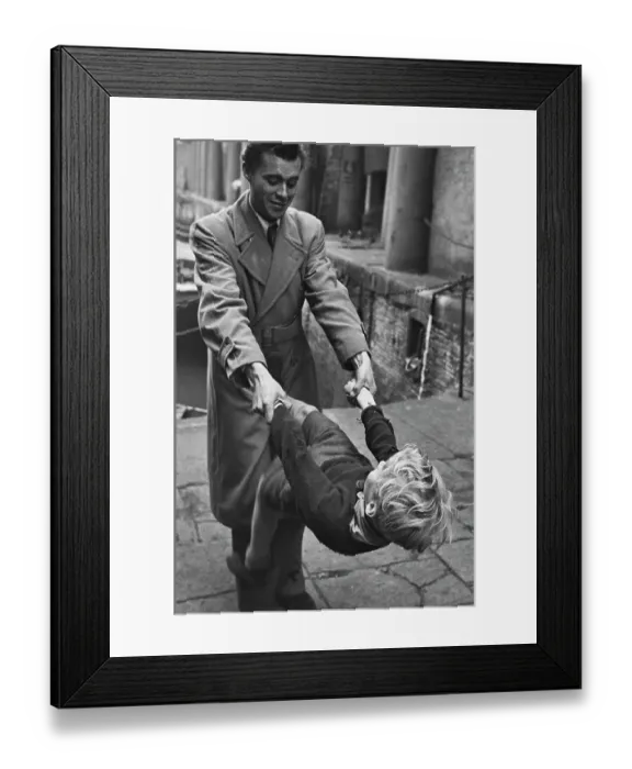 Framed Print : Hunted. English actor, Dirk Bogarde and Scottish child actor Framed Print : Hunted. English actor, Dirk Bogarde and Scottish child actor