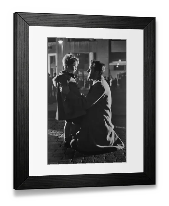 Framed Print : Hunted. English actor, Dirk Bogarde and Scottish child actor Framed Print : Hunted. English actor, Dirk Bogarde and Scottish child actor