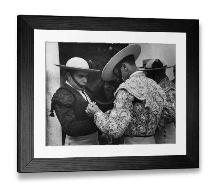 Framed Print : Matadors. 5th April 1951: Bull fighters in their traditional clothing Framed Print : Matadors. 5th April 1951: Bull fighters in their traditional clothing
