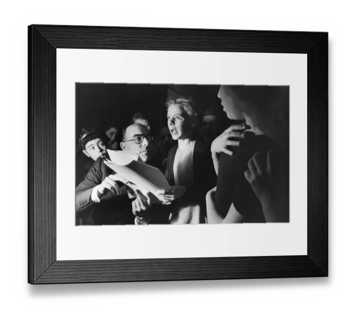 Framed Print : Auditions. Television producer Ian Atkins listens to an actress audition Framed Print : Auditions. Television producer Ian Atkins listens to an actress audition