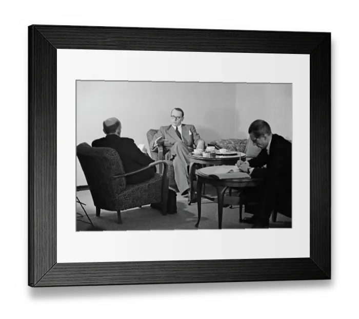 Framed Print : Heinrich von Brentano With Journalists Framed Print : Heinrich von Brentano With Journalists