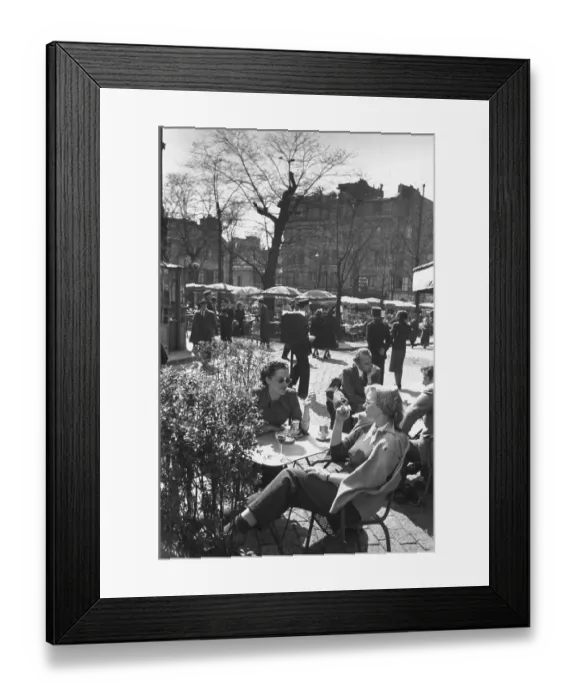 Framed Print : Friends. 1951: Two women having a glass of wine and a coffee at a pavement cafe in Paris Framed Print : Friends. 1951: Two women having a glass of wine and a coffee at a pavement cafe in Paris