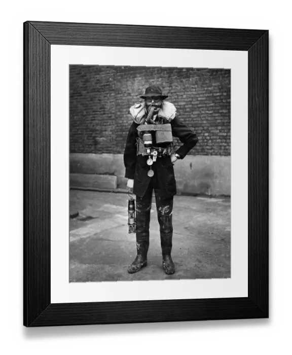Framed Print : Flusher. The protective clothing used by sewage workers or flushers when Framed Print : Flusher. The protective clothing used by sewage workers or flushers when