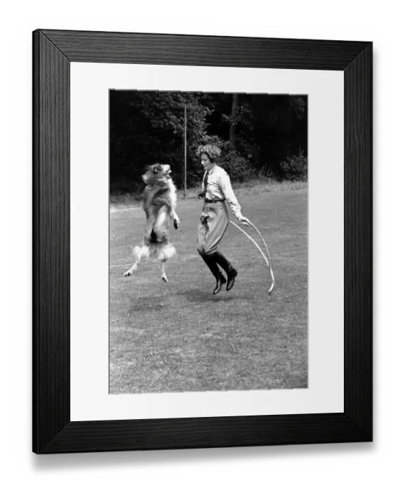 Framed Print : Skipping With Dog Framed Print : Skipping With Dog