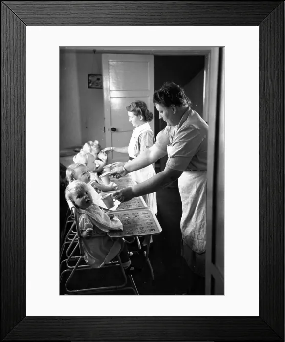 Framed Print : Feeding Four Girls Framed Print : Feeding Four Girls
