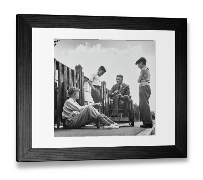 Framed Print : Boys With War Veteran Framed Print : Boys With War Veteran