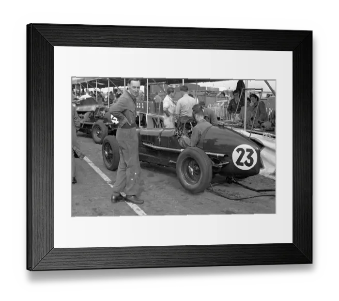 Framed Print : Number 23. 2nd October 1948: Mechanics making pre race checks on a racing