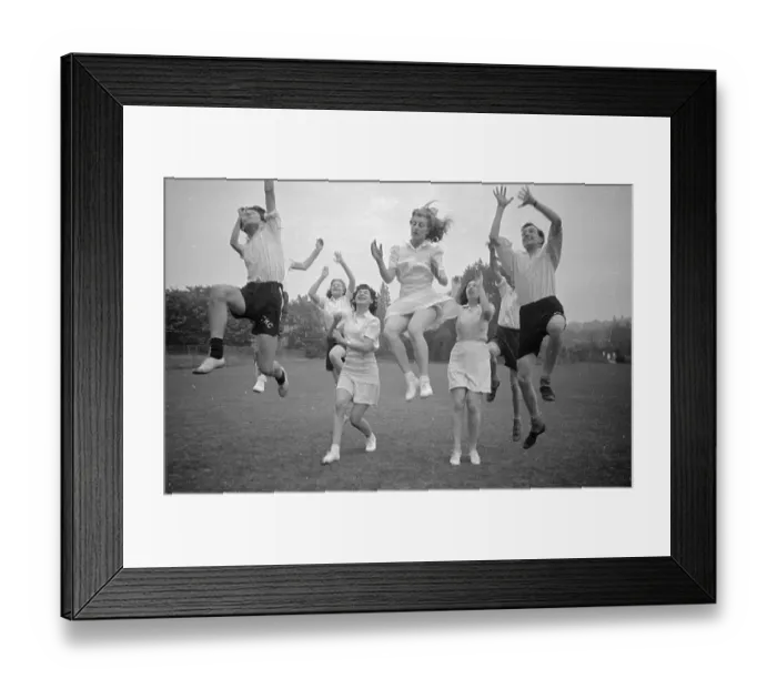 Framed Print : Korf-Ball. 24th July 1948: Members of Croydon Korf-ball Club play at Norwood Sports Club Framed Print : Korf-Ball. 24th July 1948: Members of Croydon Korf-ball Club play at Norwood Sports Club